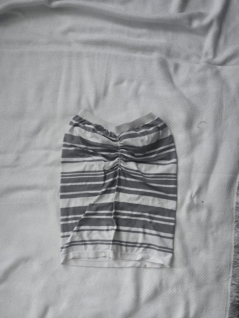 Striped Ruched Bodycon Shirt - Gray & White